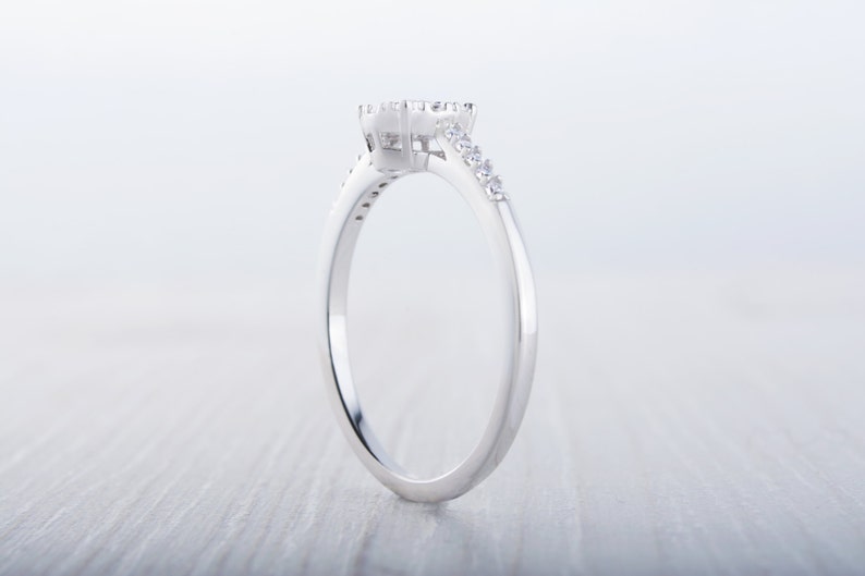 Genuine Moissanite Engagement Ring Available in Sterling Silver or White Gold Filled Handmade image 3