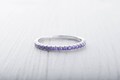 1.8mm wide Amethyst Gemstone Half Eternity ring - stacking ring - wedding band in white gold or Silver