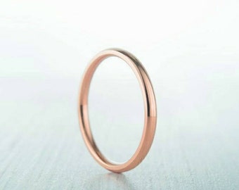 2mm filled 18ct Rose gold Plain Wedding band Ring - gold ring