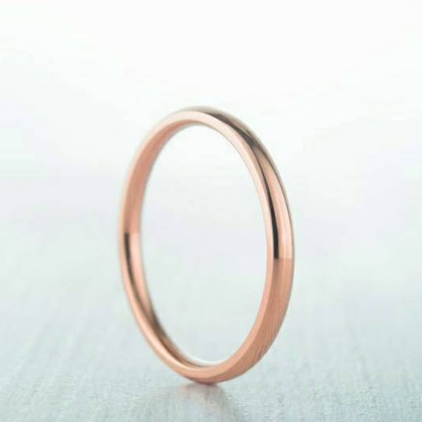 2mm filled 18ct Rose gold Plain Wedding band Ring - gold ring