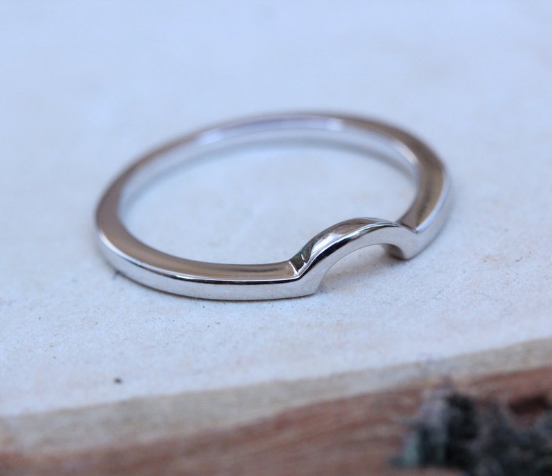 Curved Wedding Ring Band Available in Sterling Silver and Etsy UK