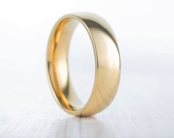 6mm Wide, filled 18ct Yellow gold Plain Wedding band Ring - gold ring