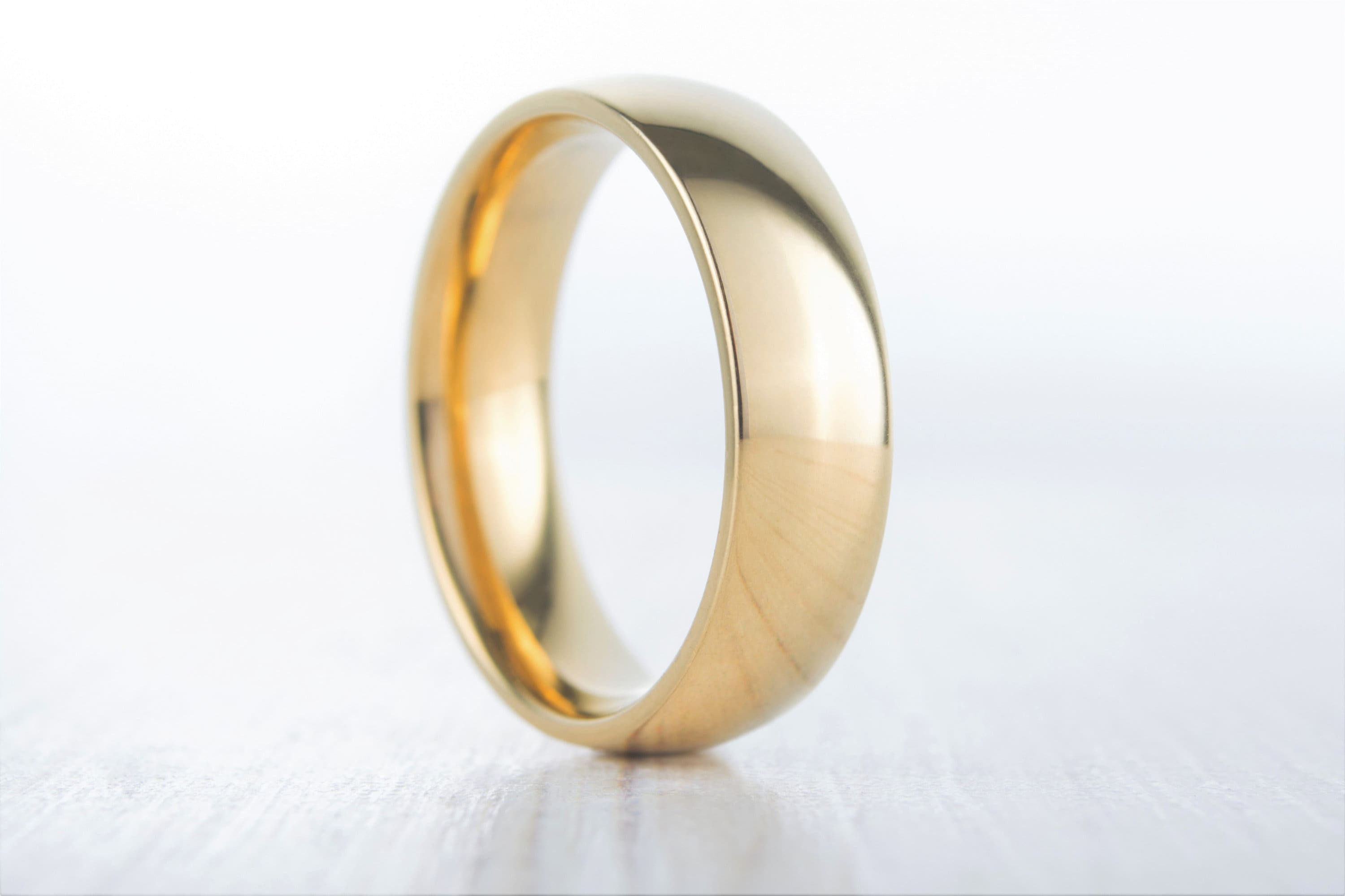 6mm Wide, Filled 18ct Yellow Gold Plain Wedding Band Ring - Gold