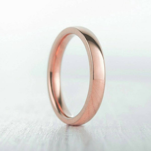 3mm Wide, filled 18ct Rose gold Plain Wedding band Ring - gold ring