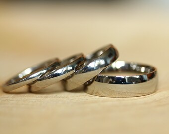 Anello IN Titanio Piatto Tribunale Forma Diamante Matrimonio 6mm Fascia - Foto 7