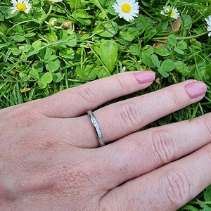 2.5mm Wide Full Eternity ring with Diamonds or White Sapphires in white gold or titanium Wedding Band Engagement ring image 6