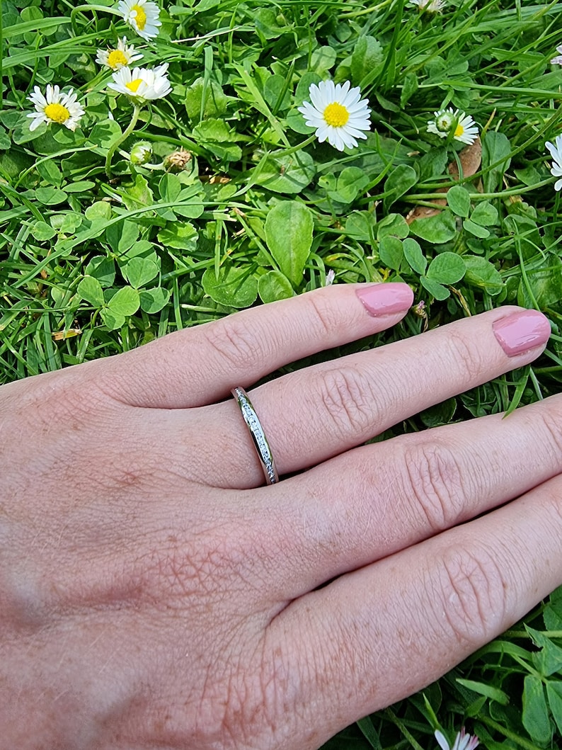 2.5mm Wide Full Eternity ring with Diamonds or White Sapphires in white gold or titanium Wedding Band Engagement ring image 6