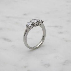 Genuine moissanite Vintage style 3 stone trilogy ring - engagement ring - wedding ring image 4