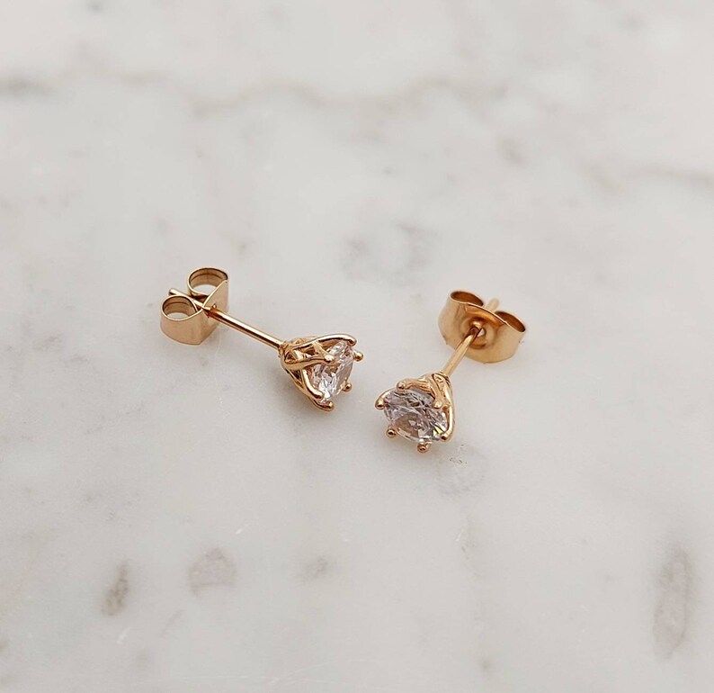 Man Made Diamond Simulant Stud Earrings in Rose Gold and Etsy