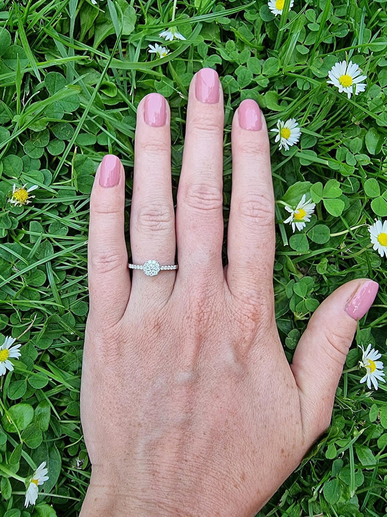 Natural White Sapphire Solitaire Engagement Ring Available in Sterling Silver or White Gold Handmade image 5