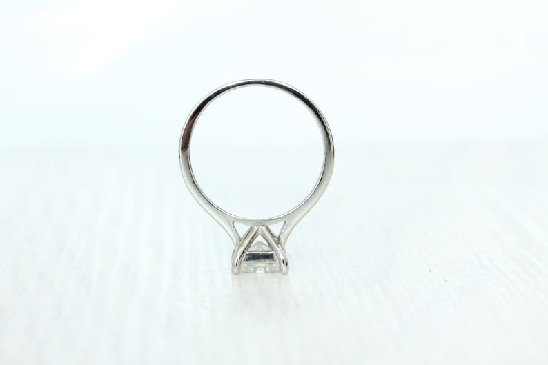 1ct Princess Cut Solitaire cathedral ring in Titanium or White Gold - Moissanite or Simulated diamond image 5