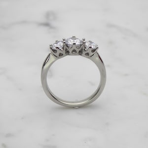 Genuine moissanite Vintage style 3 stone trilogy ring - engagement ring - wedding ring image 3