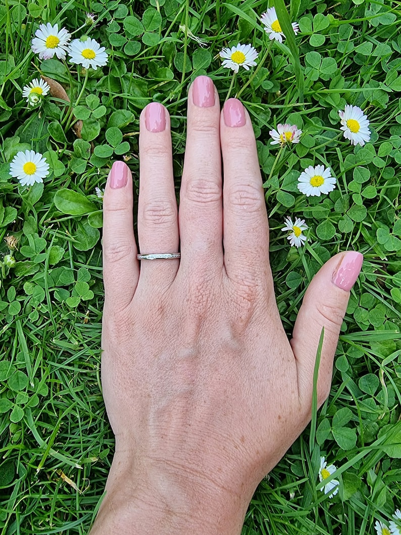 2.5mm Wide Full Eternity ring with Diamonds or White Sapphires in white gold or titanium Wedding Band Engagement ring image 5