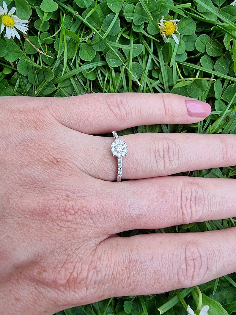 Genuine Moissanite Engagement Ring Available in Sterling Silver or White Gold Filled Handmade image 6