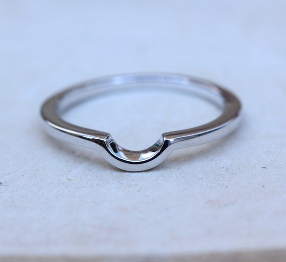 Curved Wedding Ring Band Available in Sterling Silver and White