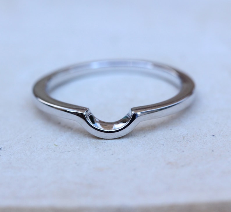 Curved Wedding Ring Band Available in Sterling Silver and Etsy UK