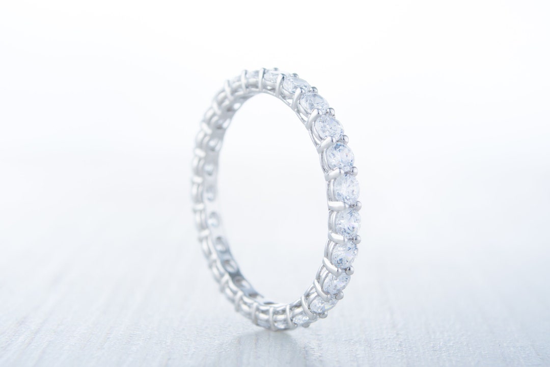 2.5mm Wide Diamond Simulant Full Eternity Ring Available in