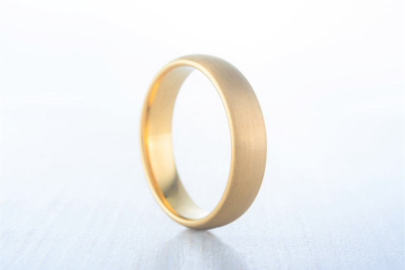 4mm wide 18K Yellow Gold and Brushed Titanium Wedding ring band for men and women