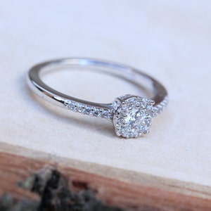 Natural White Sapphire Solitaire Engagement Ring Available in Sterling Silver or White Gold Handmade image 2
