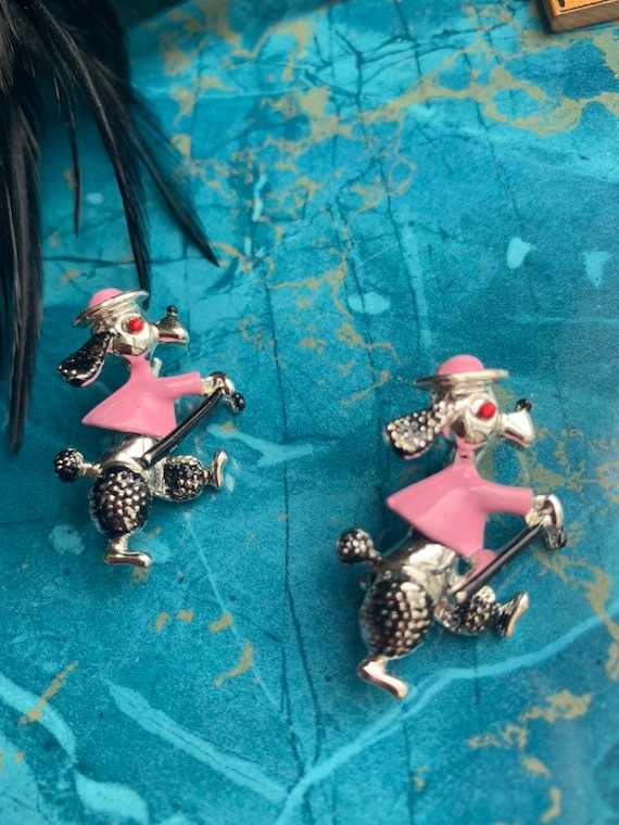 50's Pink Poodle Articulated Dancing Brooch Pin