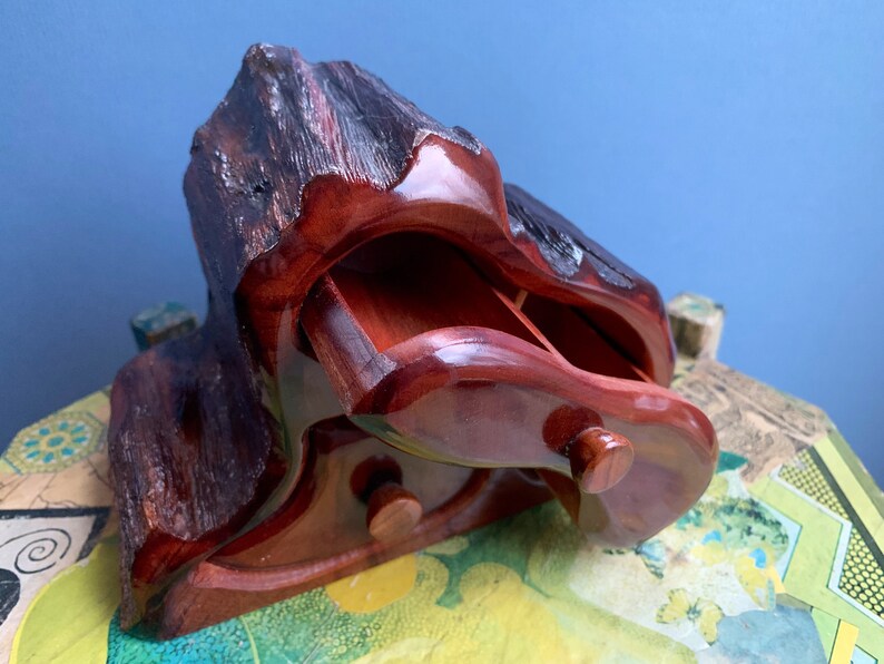 Bohemian Live Edge Stash or Jewelry Box Hand Carved 2 Drawer