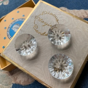 Sparkling Trio of Lg  40&#39;s Crystal Clear Faceted Glass Buttons  LOT