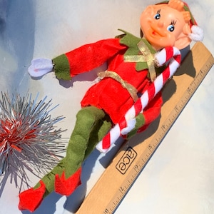 Vintage Mid-Century Candy Cane Christmas Pixie Elf (not) On a Shelf