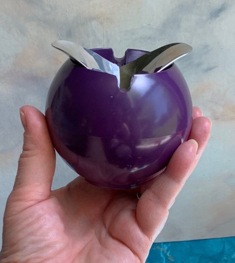 Mid Century Atomic WMF Cromargan Purple Ball Stromboli Ashtray F Danner