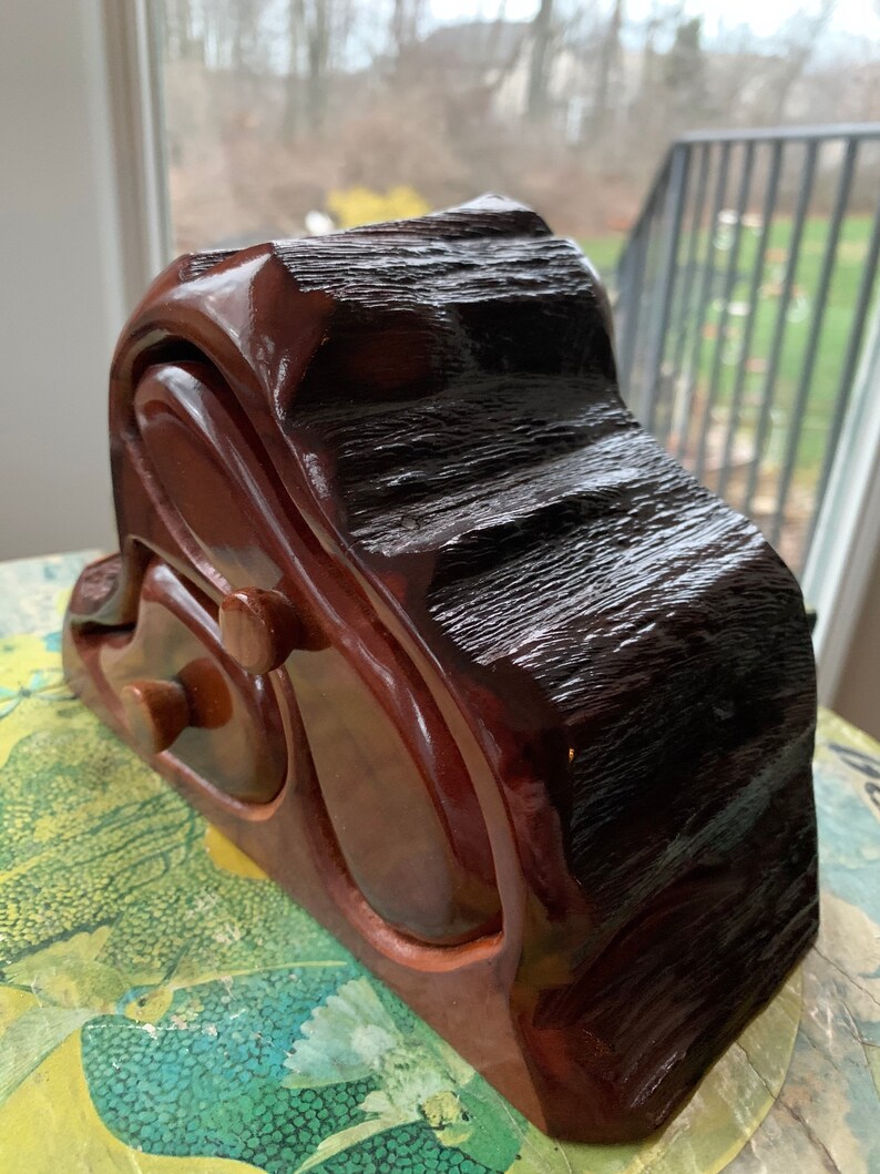 Bohemian Live Edge Stash or Jewelry Box Hand Carved 2 Drawer