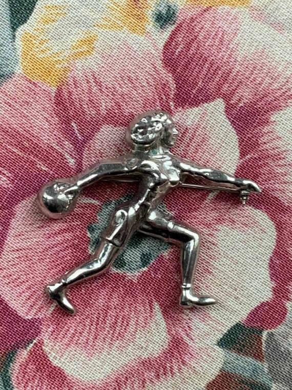 60’s R. Crumb -Style Bowling Woman Pin Brooch