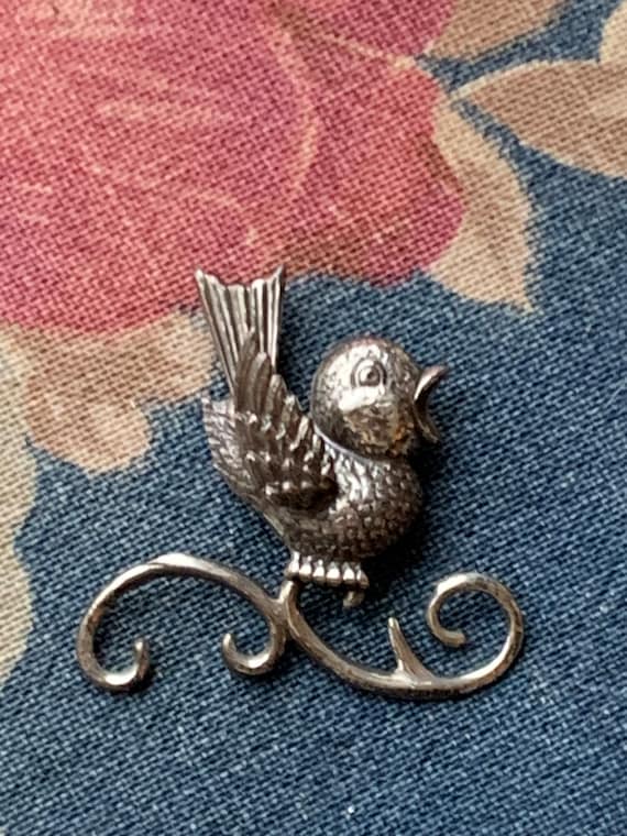 50’s Sterling LOVE BIRD Brooch by Lang