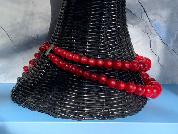 Vintage Cranberry Moonglo Lucite Graduated Double… - image 9