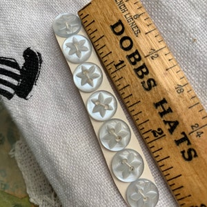 Lot 60’s Faux Pearl Buttons 7/8” 6 Point Starburst Made in Hong Kong 7 Count