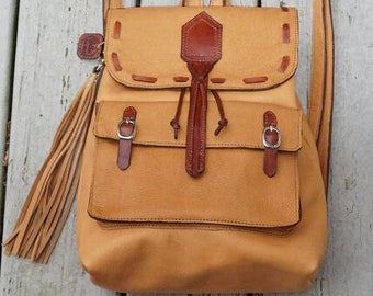 Backpack Backpack Bag Deer Tanned Cowhide Leather Sport Etsy