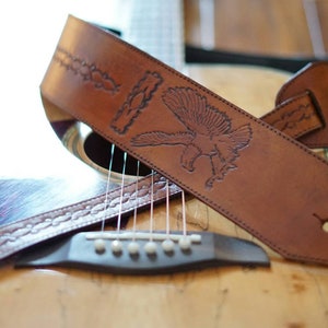 Guitar Strap / Handcrafted/ Hand Painted/ Hand Tooled / Leather Guitar Strap / Acoustic,  Electric, Bass Guitar Strap