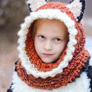 Fox Animal Hood/Cowl for Kids to Adults, Crochet Animal Winter Hoods and Hats