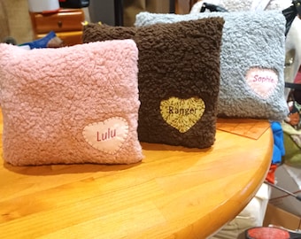 Personalized Sherpa Pet Pillow: Custom Applique Design