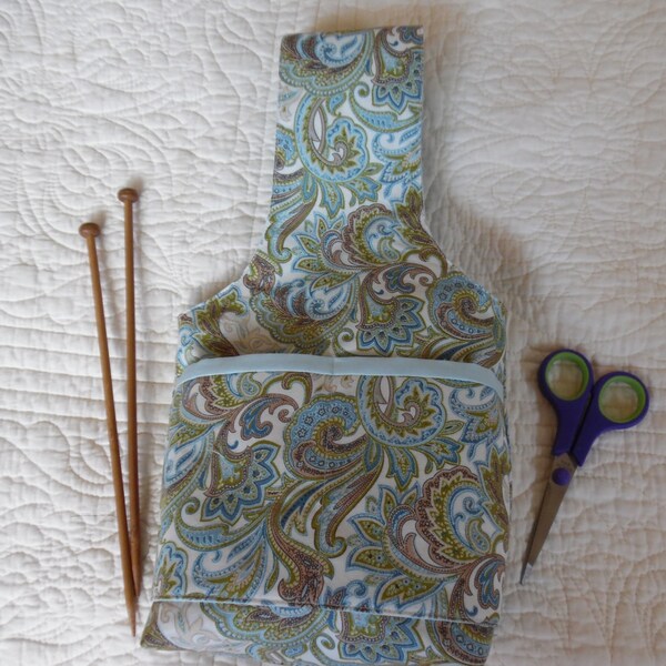 Paisley Wristlet Knitting Bag / Knitting Project Bag / Crocheting Bag / Project Bag / Craft Bag / Knitting Storage / Arm Bag / Yarn Bag