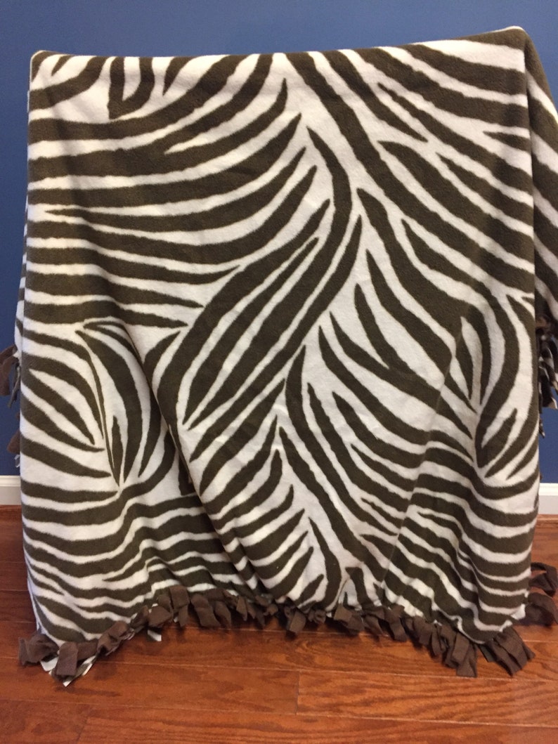 Zebra Fleece Tie Blanket Zebra Throw Blanket Zebra Blanket Etsy