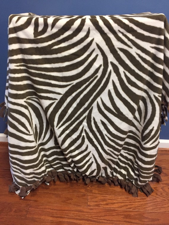 Zebra Fleece Tie Blanket Zebra Throw Blanket Zebra Blanket | Etsy