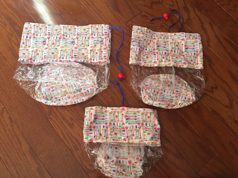 Clear Plastic Toy Storage Bag Set of 3 Arrow Print Bags Etsy