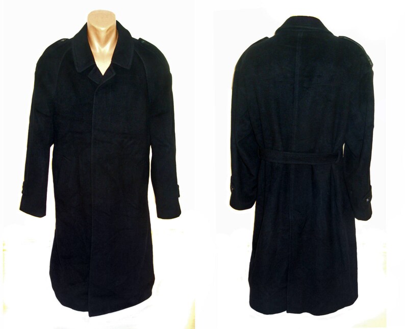 Andre Francois Men Wool Coat Jacket Overcoat Winter Vintage Man Frock Mens long Coat Classic navy blue