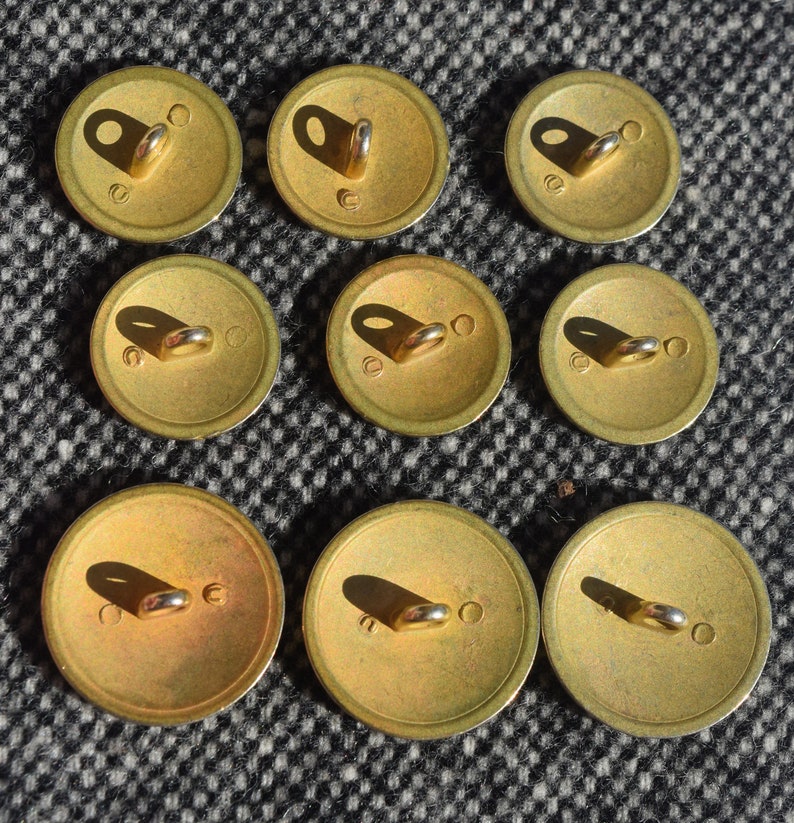 Set of 9 Buttons Vintage buttons Gold metal buttons Golden button Shank Button Women buttons Jobis