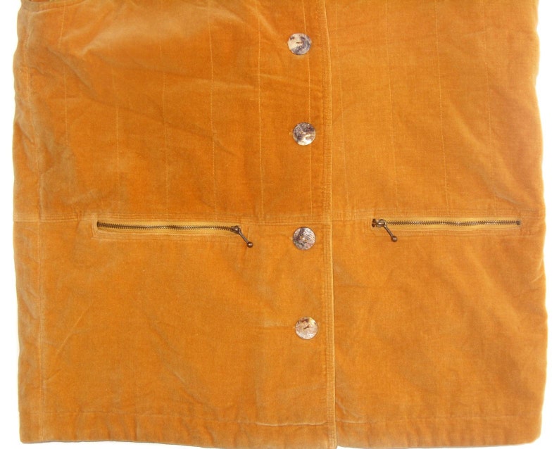 Vintage vest Women vest Pearl buttons Ocher vest Metal zipper