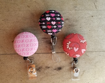 Valentines badge reels for school or work