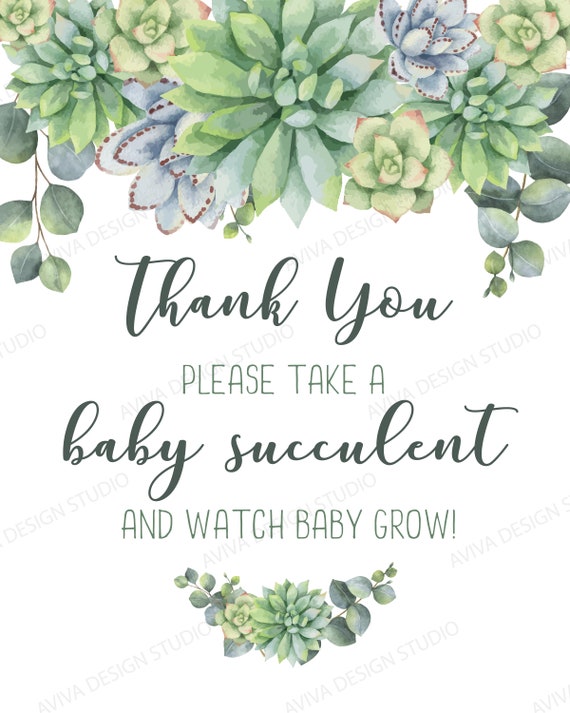 Succulent Themed Baby Shower Sign *Gift Sign for Baby Shower* #plants  #babyshower #succulents #baby #party #theme