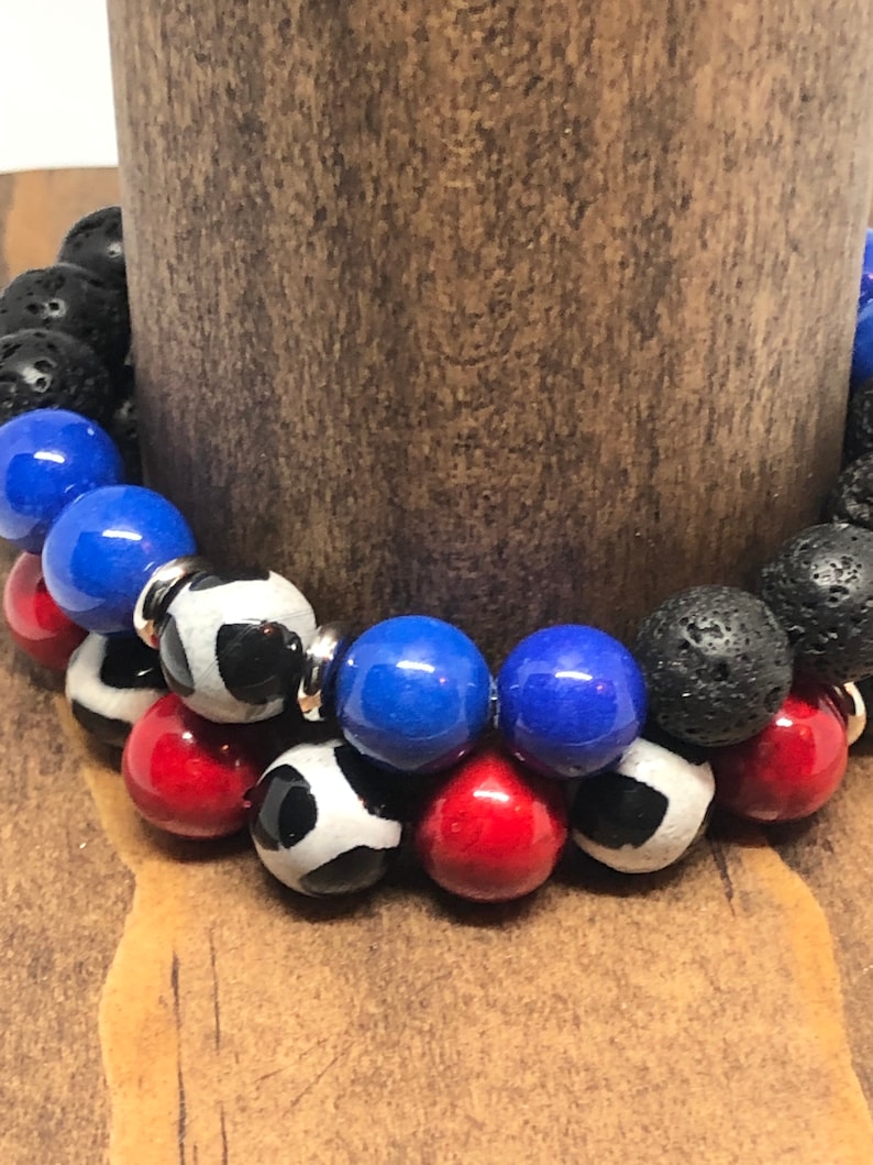 10mm Giraffe Agate Blue Riverstone Lava Beads with Stainless Steel