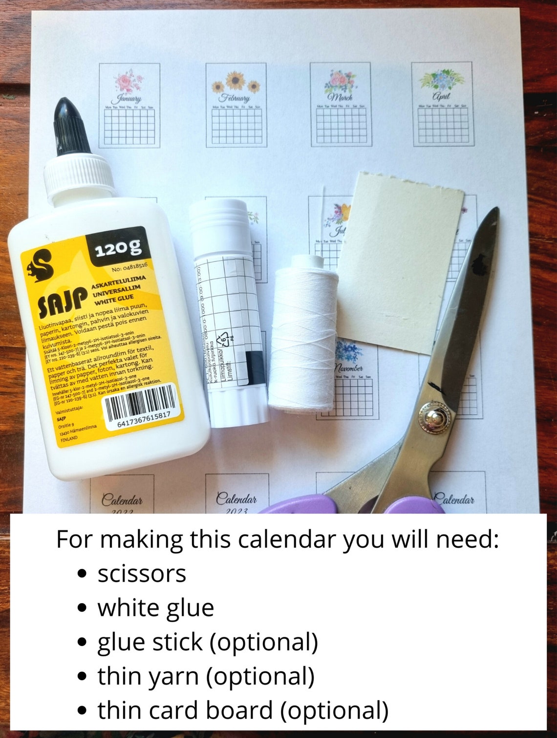 Printable DIY Calendar for Doll House in 1:12 Scale Digital - Etsy
