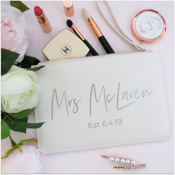 Personalised MRS Est Clutch Bag - Bride Purse - Unique Gift For The Bride - Bridal Shower Gift - Future Mrs Christmas Gift