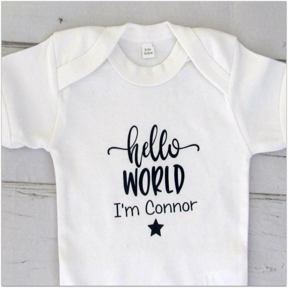 Hello World I M Personalised Baby Name Bodysuit Etsy